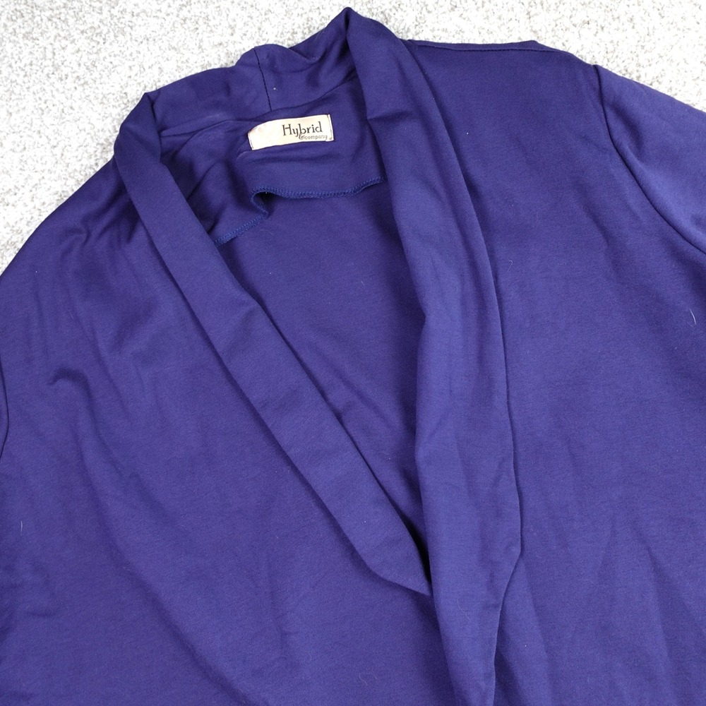 Hybrid & Company Navy Open Front Ruched Sleeve Sharkbite Cardigan Plus 3X